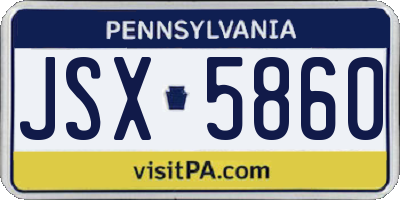 PA license plate JSX5860