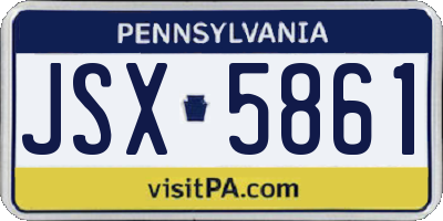 PA license plate JSX5861