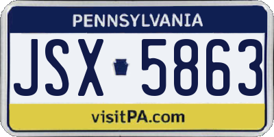 PA license plate JSX5863