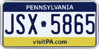 PA license plate JSX5865
