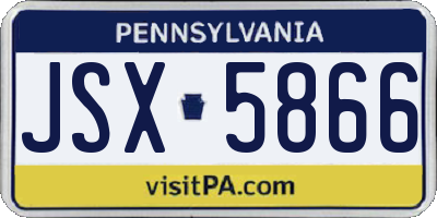 PA license plate JSX5866
