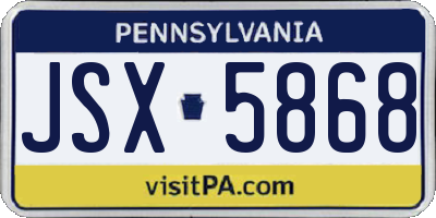 PA license plate JSX5868