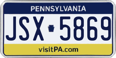 PA license plate JSX5869