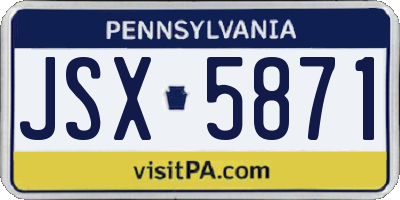 PA license plate JSX5871