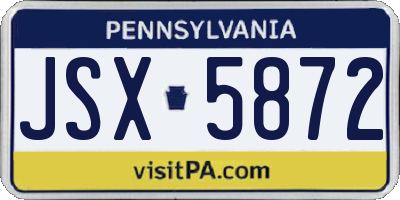 PA license plate JSX5872