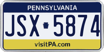 PA license plate JSX5874