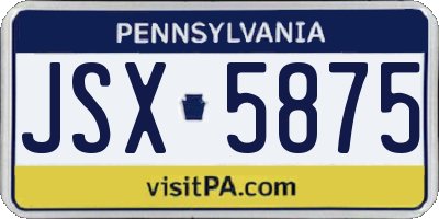PA license plate JSX5875