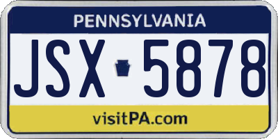 PA license plate JSX5878