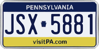 PA license plate JSX5881