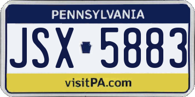 PA license plate JSX5883