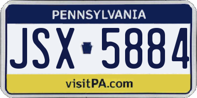 PA license plate JSX5884