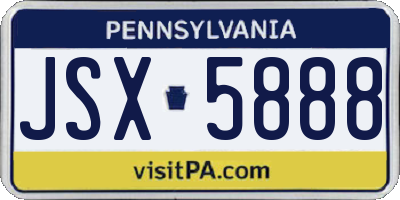 PA license plate JSX5888