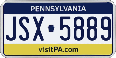 PA license plate JSX5889