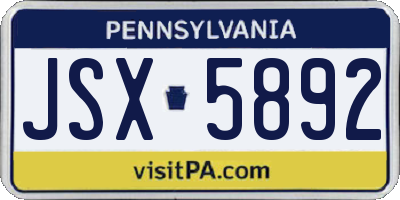 PA license plate JSX5892