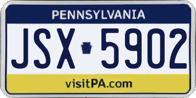 PA license plate JSX5902