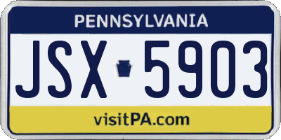PA license plate JSX5903