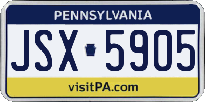 PA license plate JSX5905