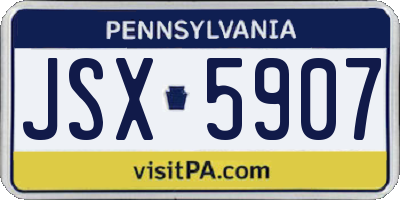 PA license plate JSX5907