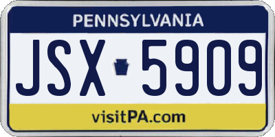 PA license plate JSX5909