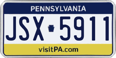 PA license plate JSX5911