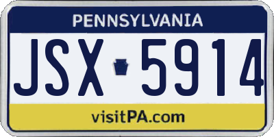PA license plate JSX5914