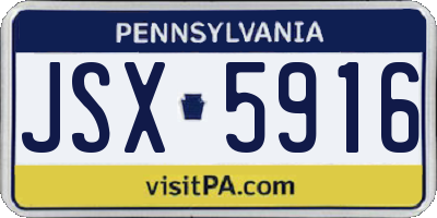 PA license plate JSX5916