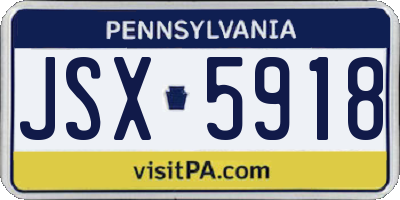 PA license plate JSX5918