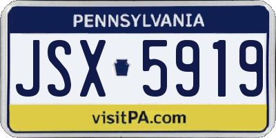 PA license plate JSX5919