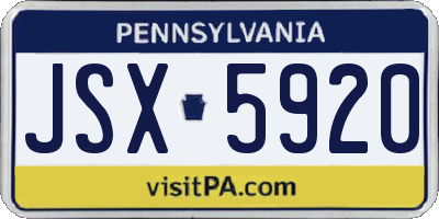 PA license plate JSX5920