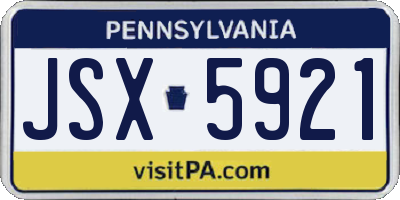 PA license plate JSX5921