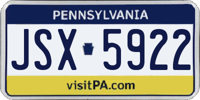 PA license plate JSX5922
