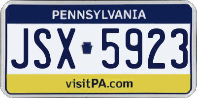PA license plate JSX5923