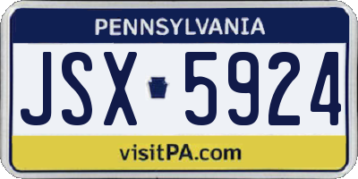 PA license plate JSX5924