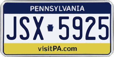 PA license plate JSX5925