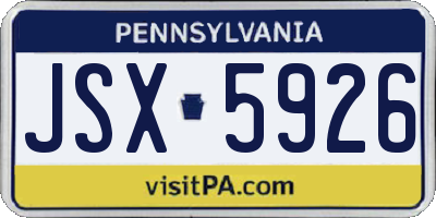 PA license plate JSX5926