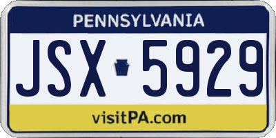 PA license plate JSX5929