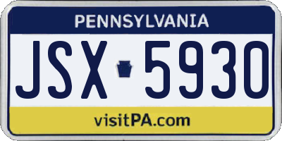 PA license plate JSX5930