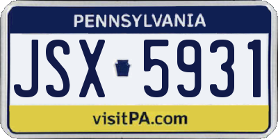 PA license plate JSX5931