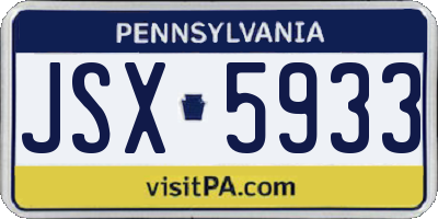 PA license plate JSX5933