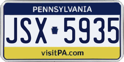 PA license plate JSX5935