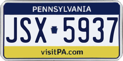PA license plate JSX5937