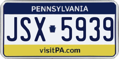 PA license plate JSX5939