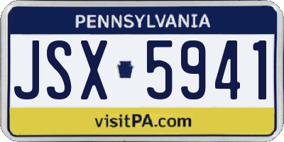 PA license plate JSX5941