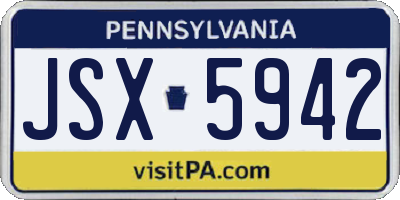 PA license plate JSX5942