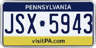 PA license plate JSX5943