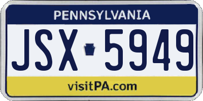 PA license plate JSX5949
