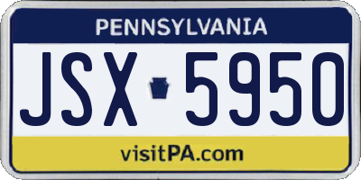 PA license plate JSX5950