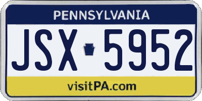 PA license plate JSX5952