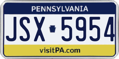 PA license plate JSX5954