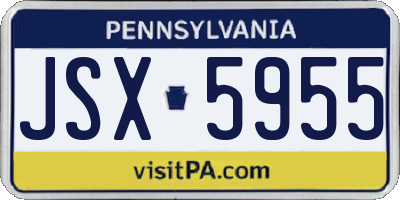 PA license plate JSX5955